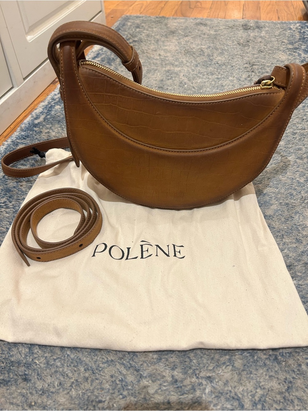 Polene Numero Dix - Crocodile Nubuck leather